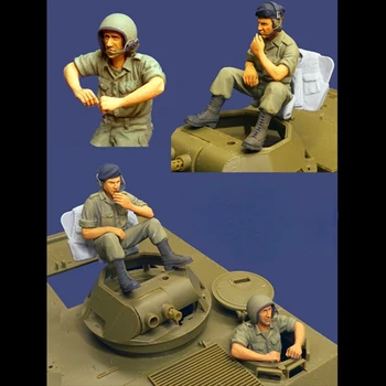 1/35 Pryskyřice Voják Model Kit II Vojenské Voják Nádrž sedu Dva Lidé GK Ručně vyráběné Sochy v rozloženém stavu bez Nátěru