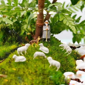 1:87 Měřítku Diorama Akční Figurky Model Ovčák Zemědělci Stádo Ovcí Zalévání, Okopávání 3D Miniaturní Scény Micro Natáčení Rekvizity