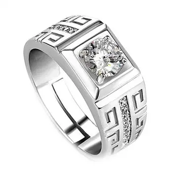 1 Ks Elegantní Diamond Pánské Prsten Crystal Otevřené Prsteny Svatební Šperky Pro Muže, Kluky-To Může Být nastavitelná