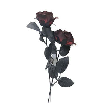 1 Ks Gotické Hedvábí Černá Růže Umělá Květina Hlavy Kytici Domů Obývací Pokoj Pletí Vánoce Dekorace Nový Rok Dekorace
