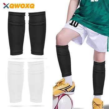 1 Pár Děti Soccer Shin Guard Sock, Nohy Podporu Výkonnosti Fotbal Kompresní Lýtkové Rukávy s Pocket Drží Holenní Chrániče
