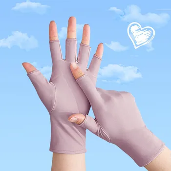 1 Párů Jednobarevné Rukavice Bez Prstů Opalovací Krém, Rukavice Semi-Prst Krátké Rukavice Tenký Styl Non-Slip Hnací Half Finger Rukavice