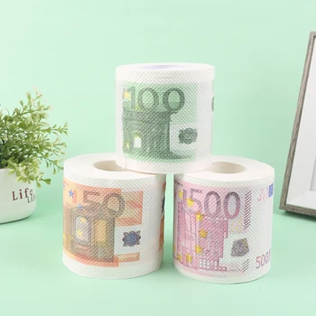 1 Role 50/100/500 EUR Bill Toaletní Papír Dekorace pro Domov Válcování Papír Držák Toaletního papíru Vtipný Dárek