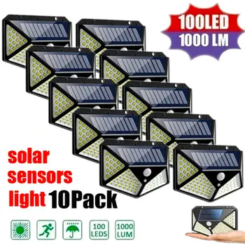 100 LED Solární Nástěnné Svítidlo 3 Režimy Všech Stran Světelný Snímač Pohybu Lidského Indukční Nádvoří Vodotěsné Schody Venkovní Nástěnné Světlo