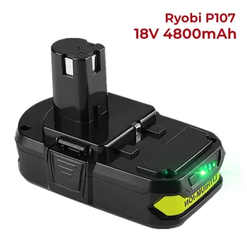 100%Verbesserte4,8 AhErsatz Ryobi18VLithium-Batterie, kompatibelmit Ryobi 18 Volt ONE + Plus P107 P108 P102 P103 P104 P105 P109