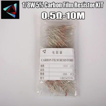 1000ks 1/8W 0.125 W, 5% Oxidu Film Rezistor 0.5 R ~ 10M 100R 220R 330R 1K 2.2 K 3.3 K 4.7 K 10K 22K 47K 100K Ohm