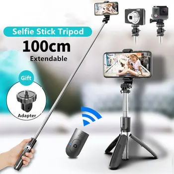 100CM Hliníkové Mini Selfie Stick Stativ Telefon Stativ s Bluetooth Dálkové ovládání pro iPhone 14 13 12 Samsung GoPro Akční Kamera