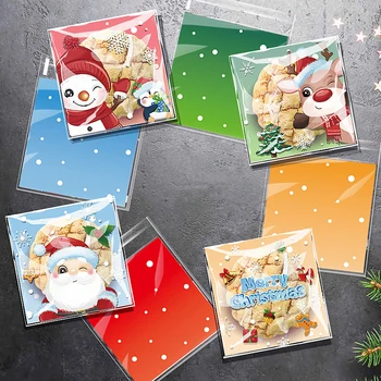 100ks Vánoční Cukroví Cookie Dárkové Tašky Plastové samolepicí Sušenky Svačinu, Obaly Tašky, Vánoční Party Dekor balení taška