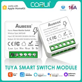 16A Tuya HomeKit WiFi, ZigBee Smart Switch Modul Mini 2-way Ovládání Časovač Bezdrátový Spínač, Jistič Ovládání Pomocí Alexa EWelink Siri