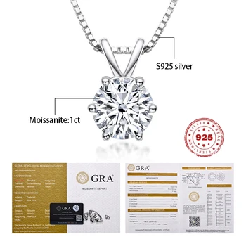1Carat Moissanite Diamant S925 Sterling Silver Náhrdelníky Pro Ženy D Barva S GRA Osvědčení Mohou Být Detekovány Vrtačka Pero