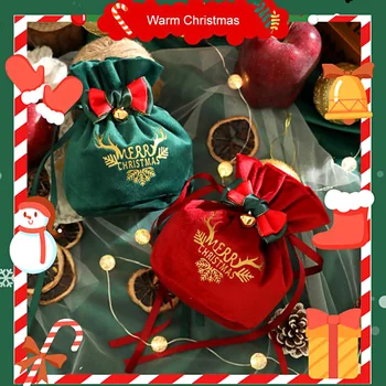 1KS DIY Vánoční Dárek, Taška Candy Box Vánoční Apple Velvet Šňůrky Taška Party Dekorace Nové Vysoce Kvalitní Kreativní Opakovaně