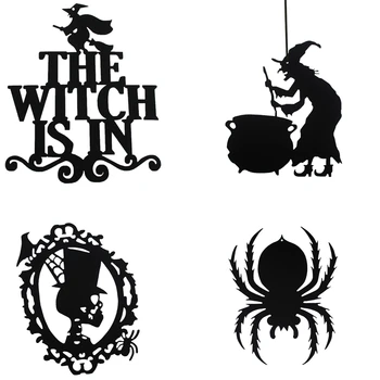 1ks Halloween Vnitřní A Venkovní Halloween Závěsné Dveře, Dekorace A Nástěnné Známky Černá Ghost Spider Bat Lebky Visí Ornament