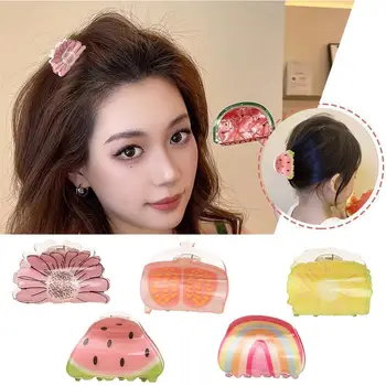 1ks Ovoce Rainbow Zábava Vlasy Chytit Klip Transparentní Želé Akrylové Roztomilý Vlasy Dráp korejské pokrývky hlavy Vlasové Doplňky Pro Děti Gi R4Z2