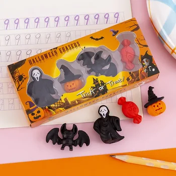 1set Kreativitu 3D Halloween Eraser Kit Novinka Dýně Bat Gumy pro Děti Papírnictví Set Studentů Školy Kancelářské Potřeby