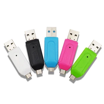 2 v 1 USB OTG Čtečka Karet Micro USB OTG TF/SD Karet, Telefon Rozšíření Hlavičky Micro USB OTG Adaptér Náhodné Barvy