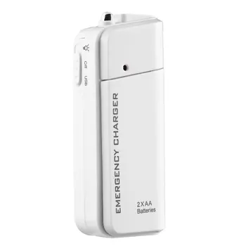 2021 Univerzální Přenosný USB Nouzové 2 AA Baterie Extender Nabíječka Power Bank Napájení Box Pro Mobilní Telefon iPhone MP3 MP4 Bílé