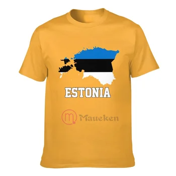 2022 Estonsko mapa vlajka Země Muži Ženy T košile, Streetwear Tričko Hip Hop Topy Tees Bavlna