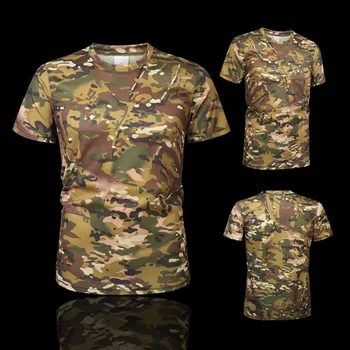 2022 vojenské taktické tričko pánské army camouflage oblečení značky rychleschnoucí prodyšný materiál-krátký rukáv ležérní tričko