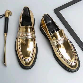 20223 nové Jarní a podzimní muži boty zlaté Světlé kůže muž oxford boty pohodlné luxusní střevíce pánské Business boty Mokasín