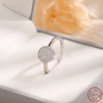 2023 Japonsko a Jižní Korea 925 Ryzího Stříbra Jednoduchý Kulatý Zirkon Prsten s Vysoce Kvalitní Nádherné Světlo Luxusní Šperky pro Ženy