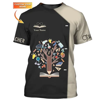 2023 Letní Módní Pánské tričko Učitel Pesonalized 3D Tištěné Unisex Tričko Znalosti Strom Tužky, Knihy, Vzor T-Shirt DW184