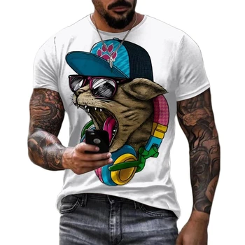 2023 Letní Módní Zvířecí 3D tištěný kšiltovka kategorie plochý T Shirt Pro Muže Hip Hop Krátký Rukáv Nadrozměrné Ulici Harajuku O-neck Svetr Ležérní Topy
