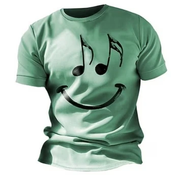 2023 Léto posádky krku music T-shirt 3d tištěné grafiky legrační smajlíky pánské oblečení Venkovní daily-krátký rukáv módní top