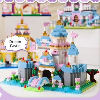 2023 Micro Cihly Princess Castle House Stavební Bloky Architektury Model Cihly Pohádky Hrad Dárky, Hračky, Děti, Dospělí