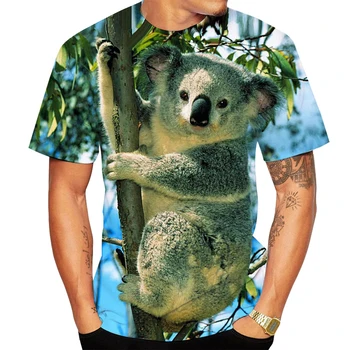 2023 Muži a Ženy Letní Nové Módní Roztomilé Zvíře Koala 3D Tisk T-shirt Pánské Dámské Krátký Rukáv Top