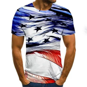 2023 Nové Letní Vlajky Styl Pánské Módní T-shirt 3D Vzor Tištěné Ulici Harajuku Crewneck Ležérní tričko Volné Plus Velikost Top