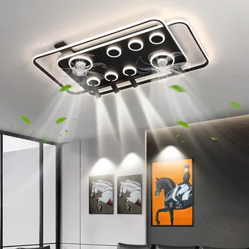 2023 Nové Obdélníkový Obývací Pokoj Stropní Ventilátor Lampa Ložnice Elektrický Ventilátor Lampa Jednoduchý Moderní Lampy Kreativní Inteligence