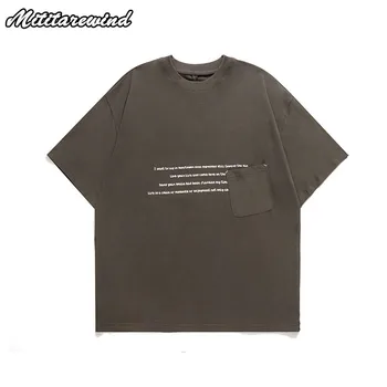 2023 Nové Příjezdu Porkets Patchwork Pánské T-košile Pevné Dopis Tisk Japonsko Vibe Módní Ležérní Retro Volné Denní Tees Jednoduché