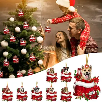 2023 Vánoční Strom Přívěsek Roztomilé 2D Akryl Štěně Pes Pokles Dodávek Ornament Rok Vánoční Dekorace Stromeček Nový Pokoj Slavnostní Par L0R0