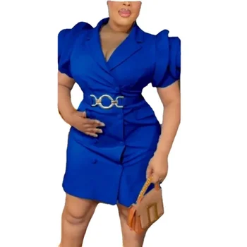 2024 Africká Strana Večerní Šaty pro Ženy Jaro V-neck Krátký Rukáv Polyester Bodycon Mini Šaty Dashiki Africké Oblečení