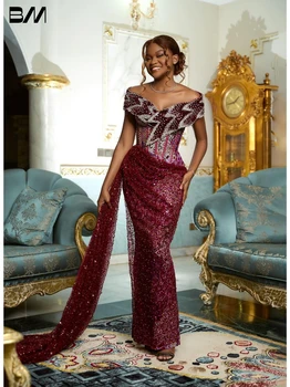 2024 Africké Lištování Večerní Šaty Luxusní Rovné Šaty Klasické Elegantní Floor délka Nevěsty Šaty Vestidos De Novia