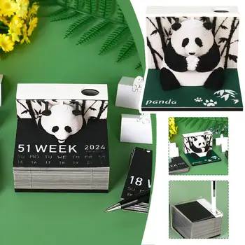 2024 Týdenní Kalendář Obří Panda 3D Papírové Sochy Lepkavé Panda 3D Tří-dimenzionální Poznámka Sticky 3D Pad Poznámka Poznámky Model J8R5