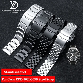 20mm 22mm Pevné Nerezové Oceli Popruh Pro Casio EFR-303 EFR-303L/303D EQB-501 EFS-S500 Watch Řetěz Náramek Watchband Mužského