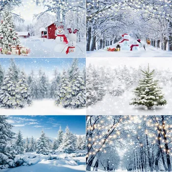 210X150cm Zimní Sníh Pozadí Hadříkem Vločka Vánoční Strom Lesk Bílý Les, Strana, Fotografie Kulis