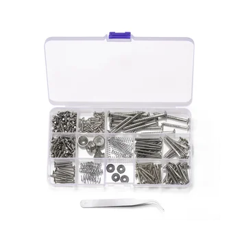 254Pcs/Mnoho Kytara Šrouby Kit pro Zadní Deska Mount Sortiment s Úložný Box pro Elektrická Kytara DIY Nástroje,Stříbrná