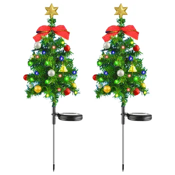 2ks Solární Vánoční Strom Podíl Světla, Vodotěsné Trávník Lampa Venkovní Vánoční Dekorace Světla na Cestu Pro Zahradní Dvoře Trávník