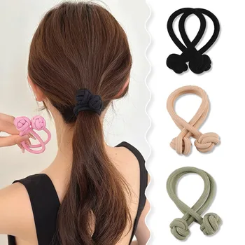 2ks Vintage Čínský Uzel Vlasy Lano Uvázat Barevné gumičky Roztomilé Hairbands Jednoduché Odolné Vlasové Doplňky Pro Ženy, Dívky