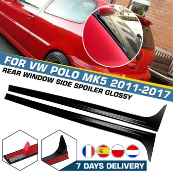 2KS Zadní Okno, Boční Spoilery, Lesklý Canard Rozdělovač Pro VW Polo MK5 2011-2017/ MK6 2018+ Car Styling Gloss Black body Kit