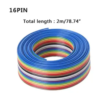 2m 16 Pin Plochý IDC Ribbon Prodlužovací Kabel Duha pro DuPont Drát S 1,27 mm