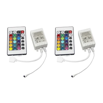 2X LED RGB Controller Ovládání IR FB 24 Klíče, Bílé 12V