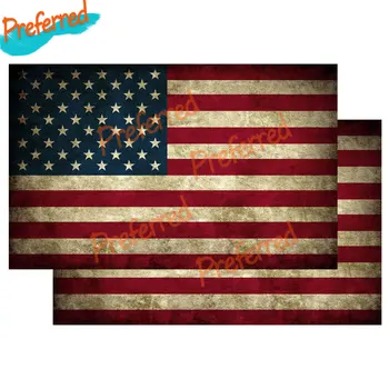 2x ve Věku Rustikální Spojené Státy Americké US Flag Grunge Auto Obtisk Nálepka pro Všechny Auta Závodní Notebook Helmu, Kufr Toolbox