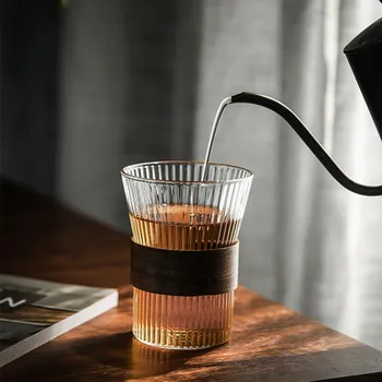 300ml Japonském Stylu Pruhované Sklo Šálek Kávy s Tepelnou Izolací Šálek Čaje Tvůrčí Šťávy, Mléko, Studený Nápoj Šálek Jednoduché Snídaně