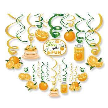 30ks Ovoce Oranžové Závěsné Spirály Přívěsek Děti Narozeninové Party Dekorativní Stropu Místnosti Visí Spirála Baby Sprcha Party Dodávky