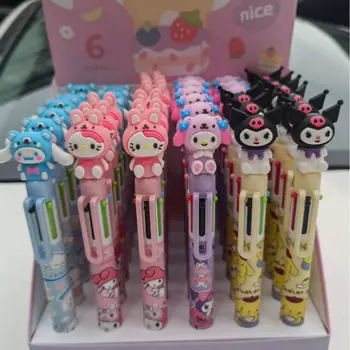 36ks 6-barva Sanrio Kreslená Kuličkové Pero Silikonové Hello Kitty, Kuromi Melodie Roztomilý Mini Studenti Se Naučí Stiskněte Pera Zkoušku Odměnu