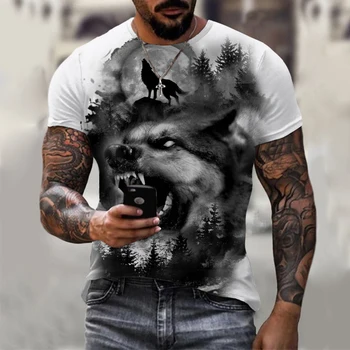 3D tištěný kšiltovka kategorie plochý Zvířecí tvář Vlk man 's T - Tričko Nové volné lion majestic ležérní letní módní tričko Harajuku nadrozměrné t košile