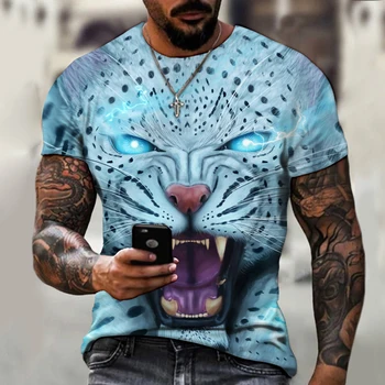 3D Tygr Tisk Sport T-shirt Módní Ulici Mužské zvíře Zvíře Top T-shirt pro Muže